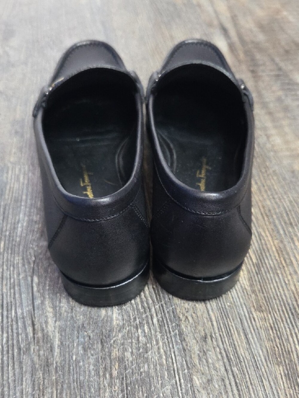 Salvatore Ferragamo Black Leather Women's Loafers with Gold Bit - Picture 3 of 9